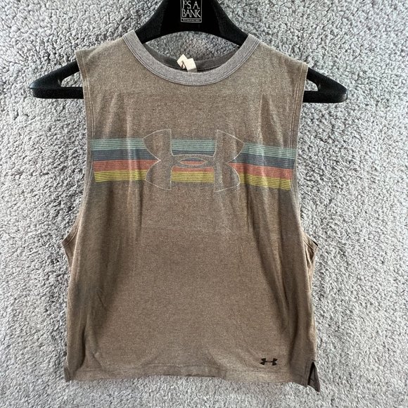Under Armour Tops - Under Armour Womens Tank Top Size L Brown Graphic Tee Logo Sleeveless
